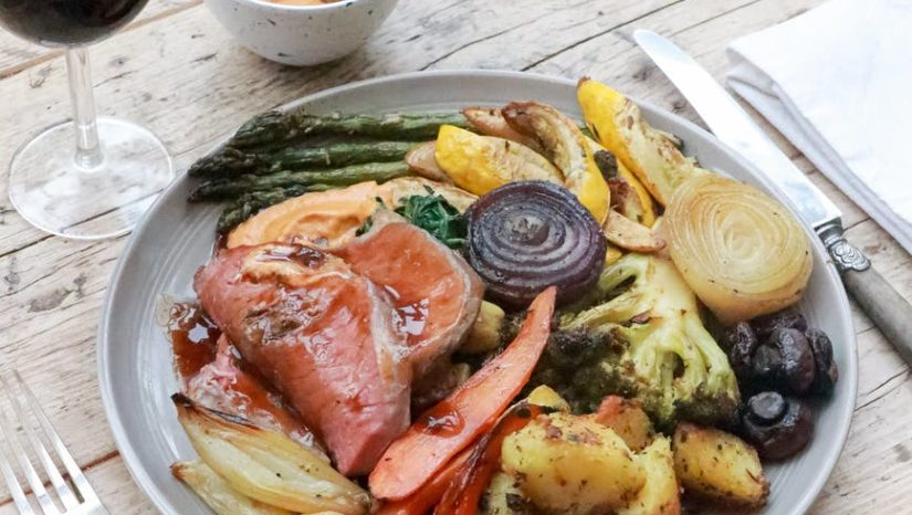 delicious dish with vegetables in cafe